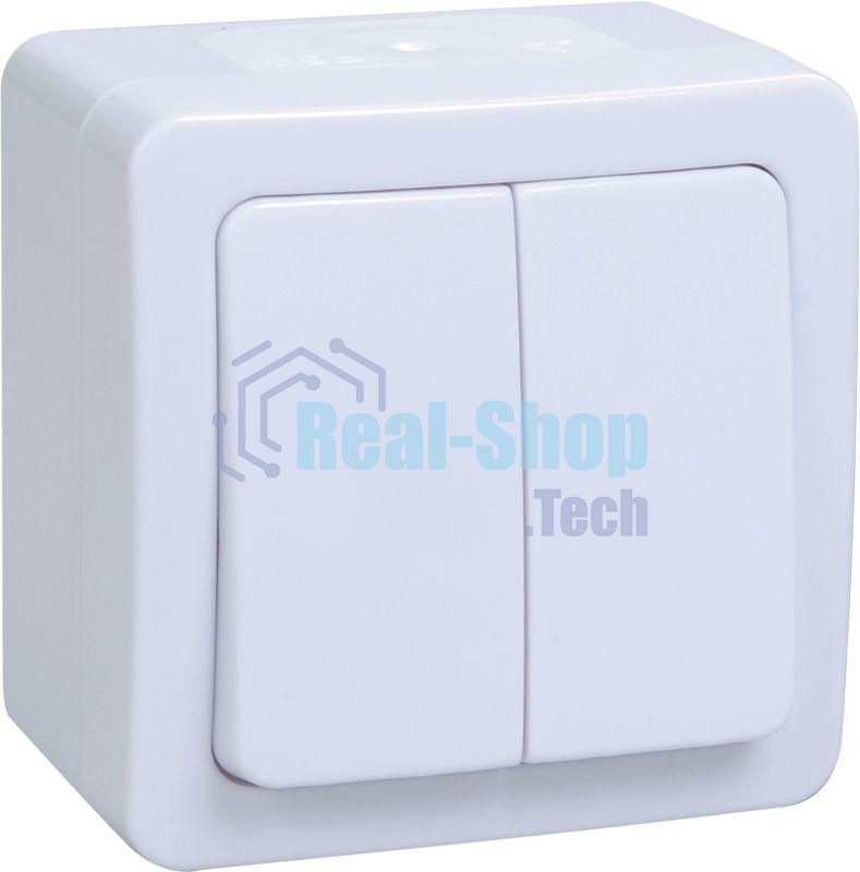 Выкл 2кл о/у IP54 (цвет клавиши:белый) ГЕРМЕС PLUS Iek EVMP20-K01-10-54-EC ВС20-2-0-ГПБ