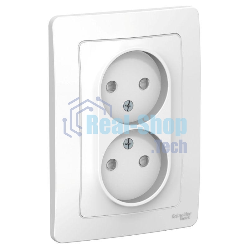 Розетка 2-м СП Blanca 16А 250В защ. шторки без заземл. бел. SchE BLNRS000121