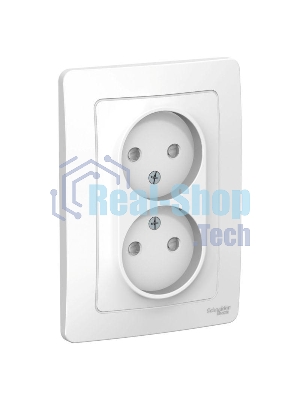 Розетка 2-м СП Blanca 16А 250В защ. шторки без заземл. бел. SchE BLNRS000121