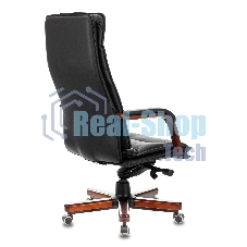 Кресло руководителя Бюрократ T-9927WALNUT/BLACK черный, кожа, крестовина дерево