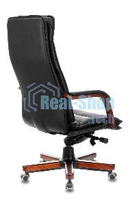 Кресло руководителя Бюрократ T-9927WALNUT/BLACK черный, кожа, крестовина дерево