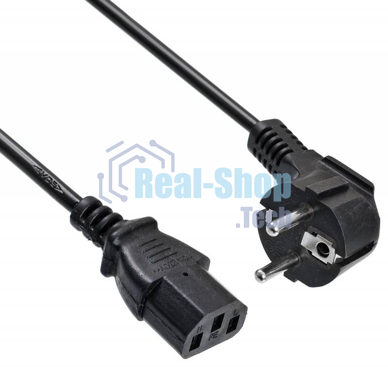 Кабель Buro BU-PCAB-5M-16A IEC C13 Евровилка угловой 5м