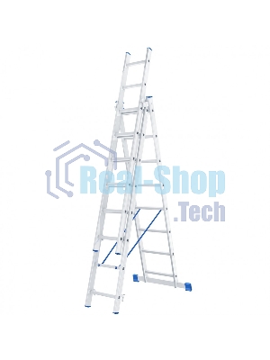 Лестница Сибртех, 3 х 8 ступеней, алюминиевая, трехсекционная