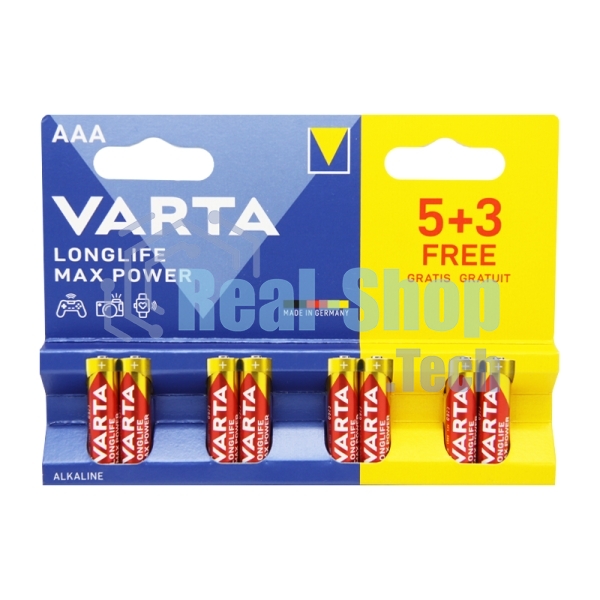 Батарея Varta LongLife Max Power Alkaline LR03 BL5+3 AAA (8шт) блистер