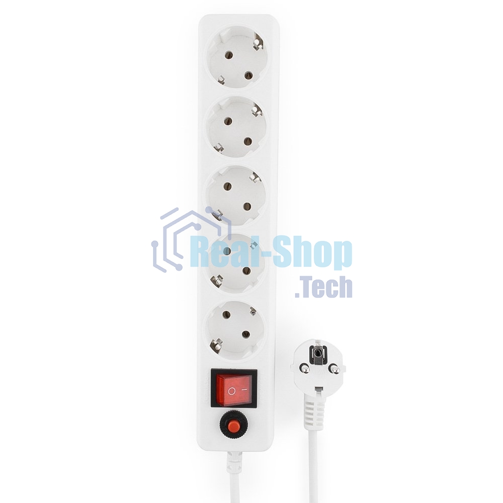 Сетевой фильтр Гарнизон ECL-5-W-1.4, 5 р, 10А, 1.4 м, ур.защиты 4, белый, пакет