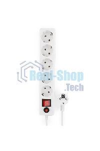 Сетевой фильтр Гарнизон ECL-5-W-1.4, 5 р, 10А, 1.4 м, ур.защиты 4, белый, пакет