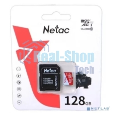 Флеш карта Netac P500 ECO 128Gb MicroSDXC U1/C10 up to 80Mb/s, retail pack with SD Adapter