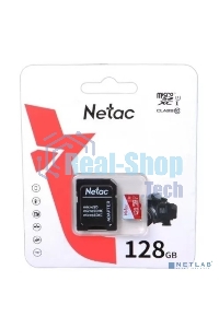 Флеш карта Netac P500 ECO 128Gb MicroSDXC U1/C10 up to 80Mb/s, retail pack with SD Adapter