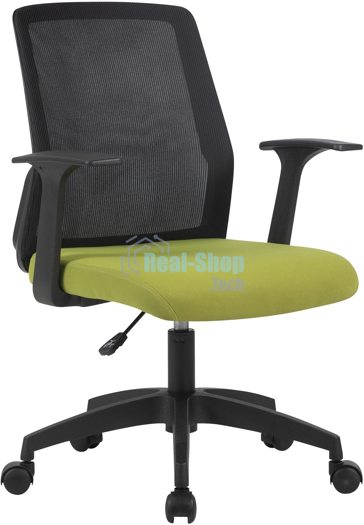 Кресло компьютерное Cactus CS-MC222-BKGN черный, сиденье салатовый, сетка/ткань, низк.спин. крестов. пластик, пластик черный