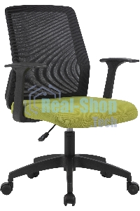 Кресло компьютерное Cactus CS-MC222-BKGN черный, сиденье салатовый, сетка/ткань, низк.спин. крестов. пластик, пластик черный