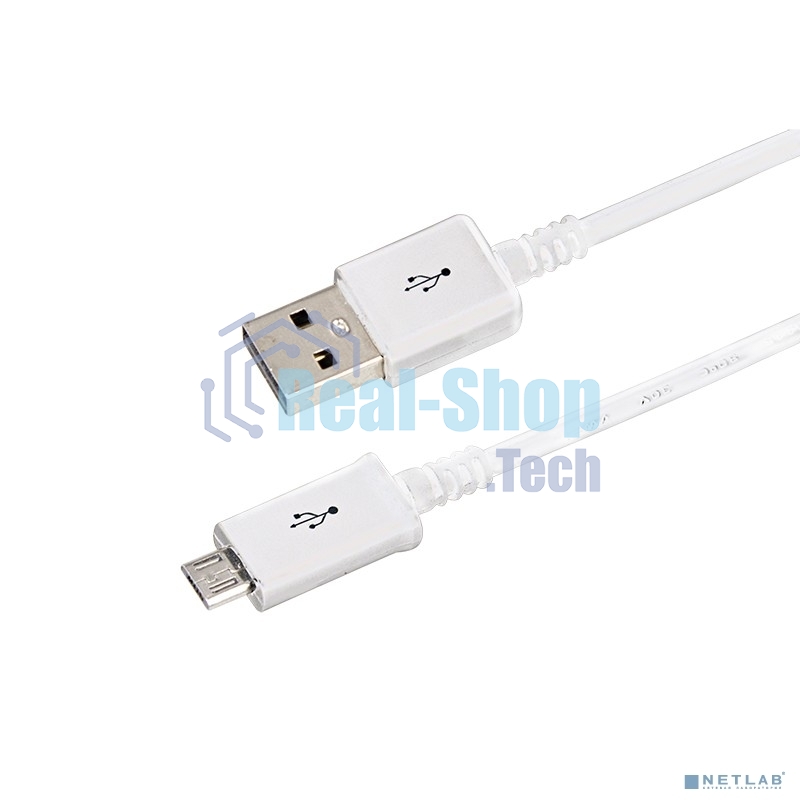 Кабель Rexant USB кабель microUSB длинный штекер 1М белый