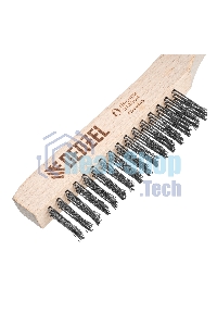 Щетка зачистная Denzel 3-х рядная, прямая проволока из нержавеющей стали с деревянной ручкой, EFP