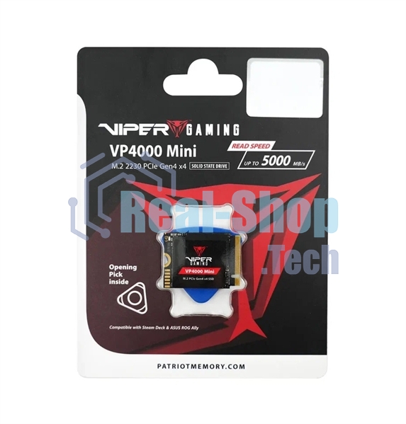 Накопитель SSD Patriot Viper VP4000, 2Tb, PCIe 4.0 x16, M.2 2230, NVMe, R/W 3200/3500, с радиатором