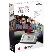 Внешний SSD Kingston XS2000, 500 Gb, USB 3.2 Gen 2x2 Type-C, R/W 2000/2000, серебристый