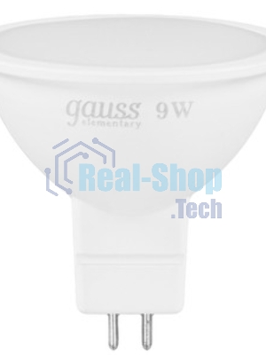 Лампа светодиодная Gauss Elementary MR16 9Вт цок.: GU5.3 спот 220B 2700K св. свеч. бел. теп. MR16 (упак.: 10 шт)