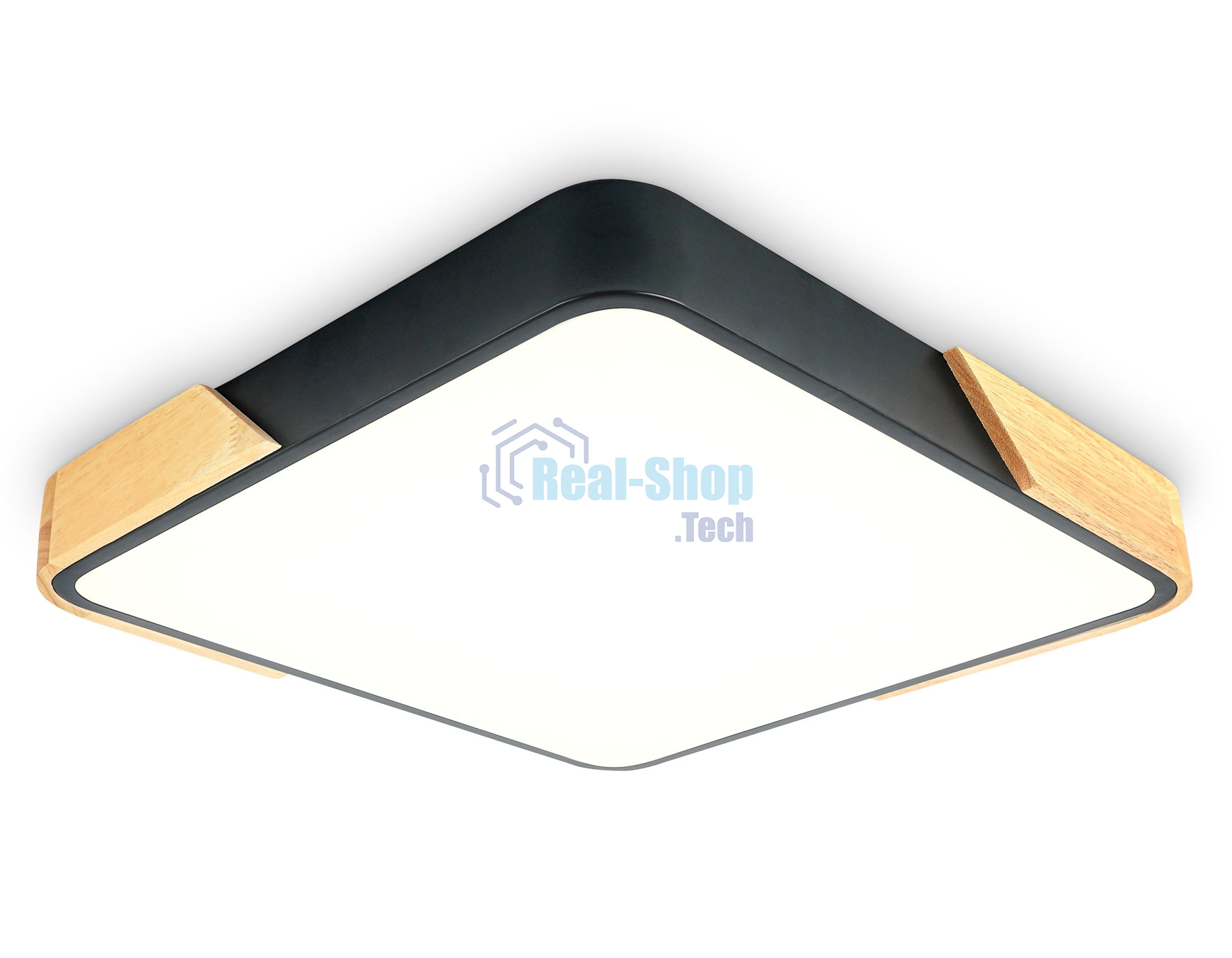 Потолочный светодиодный светильник Ambrella light FZ1316 BK/LW черный/светлое дерево 36W 5000K 400*400*50 (без ПДУ)