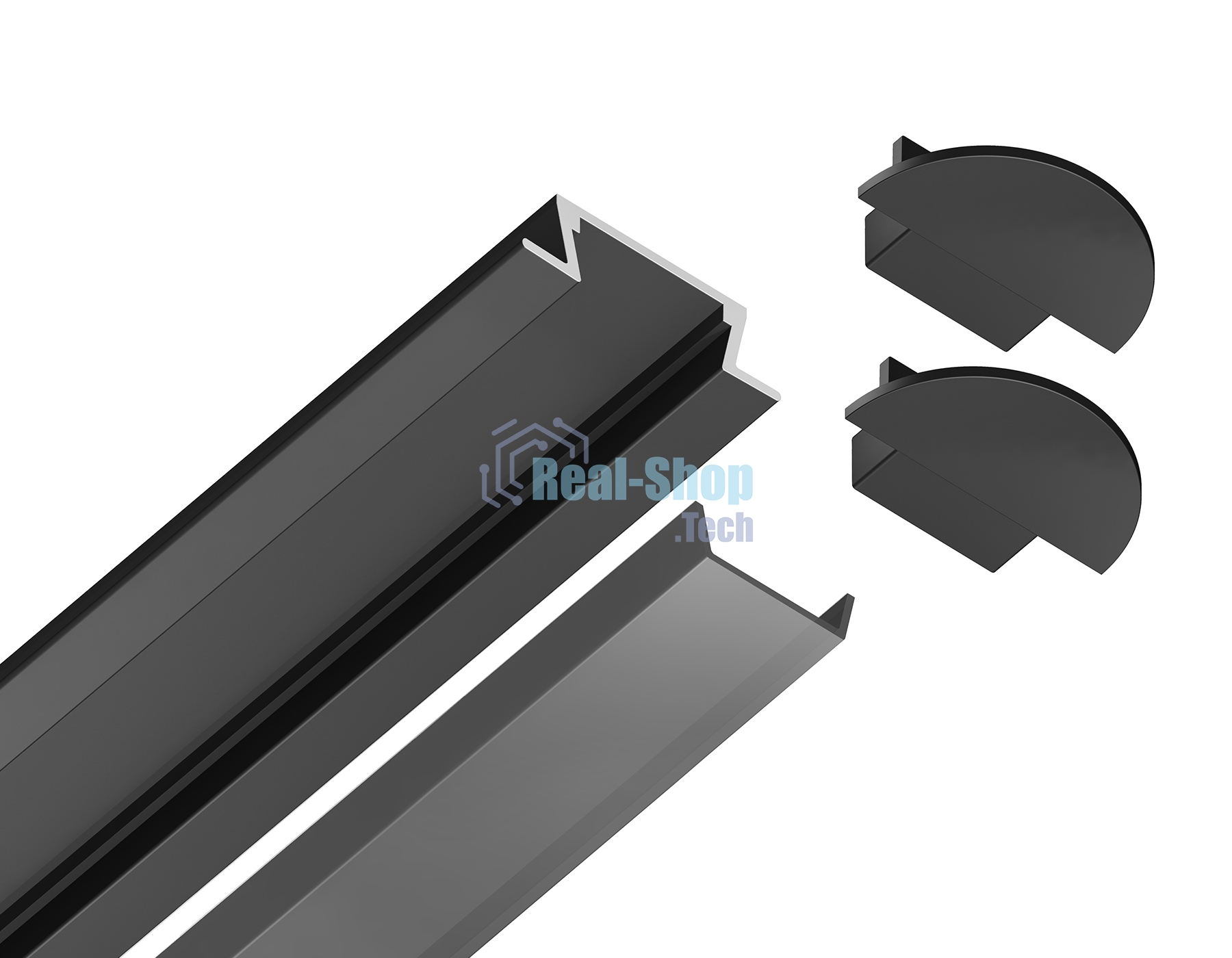Алюминиевый профиль Ambrella light GP1001BK черный 2000*21.5*6.8
