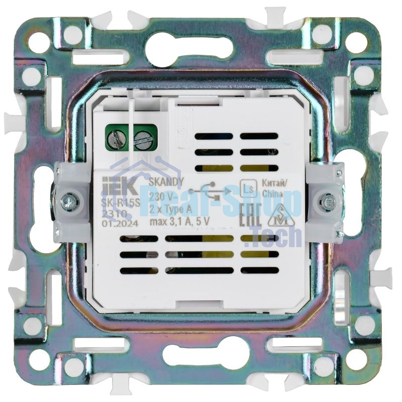 SKANDY Розетка USB A+A 3,1А SK-R15S серебряный  | SK-U21-D31-K23 | IEK