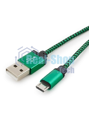 Кабель Gembird USB 2.0 Cablexpert AM/microBM 5P, 1м, нейлоновая оплетка, алюминиевые разъемы, зеленый, пакет