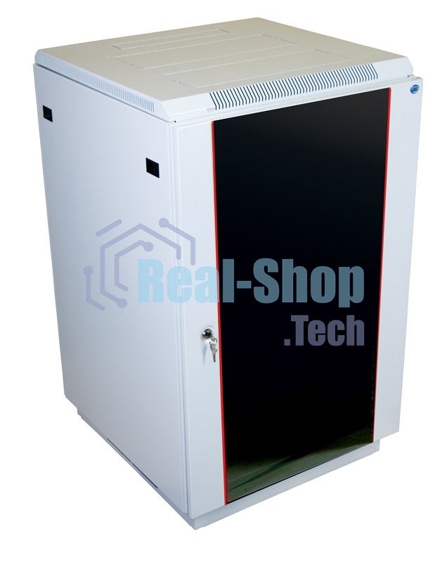 Шкаф коммутационный ЦМО ШТК-М-18.6.8-1ААА 18U 600x820 мм пер. дв. стекл задн. дв. стал. лист 2 бок. пан. направл. под закл. гайки 270 кг серый