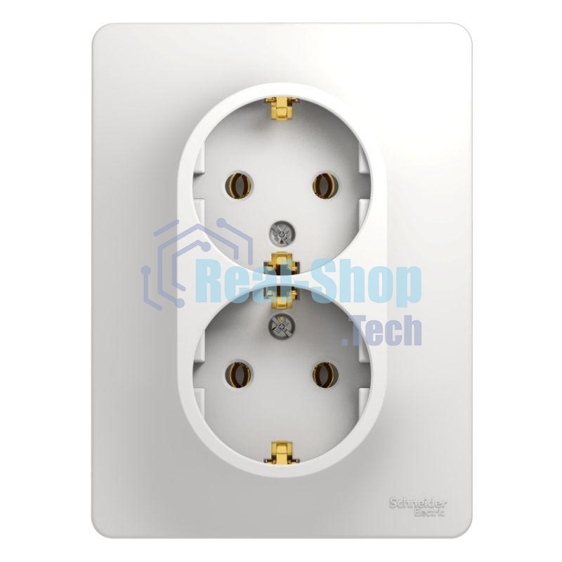 Розетка 2-м СП Glossa с заземл. в сборе бел. SchE GSL000124