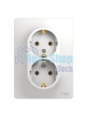 Розетка 2-м СП Glossa с заземл. в сборе бел. SchE GSL000124