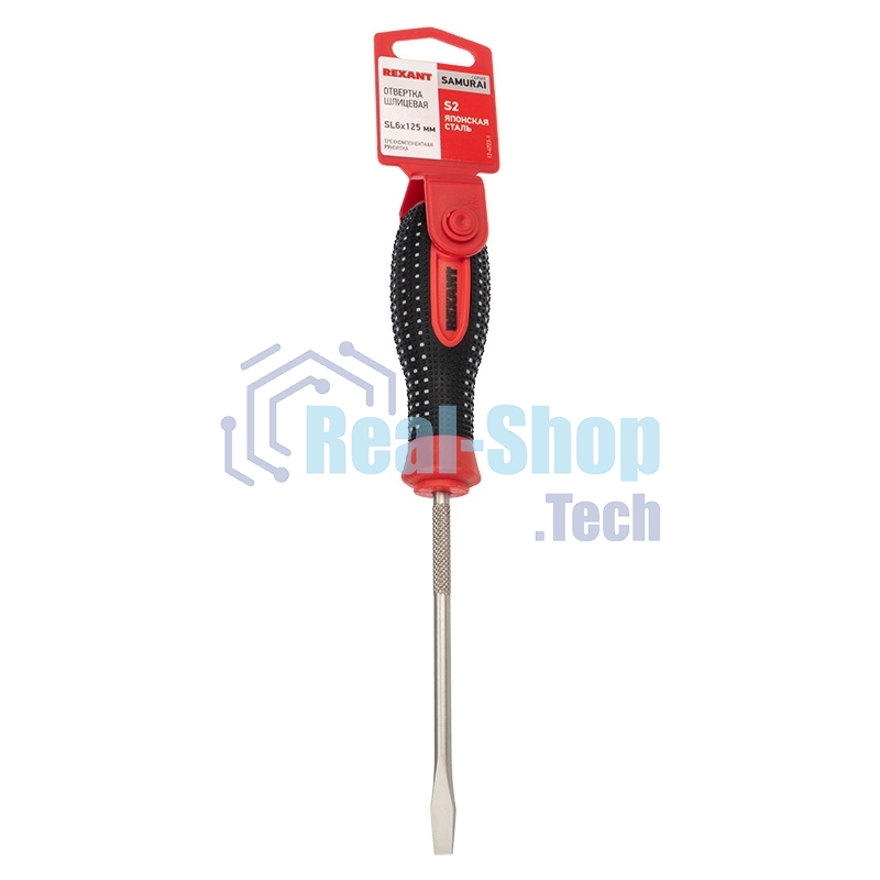 Отвертка шлицевая Rexant SL 6х125 мм, трехкомпонентная рукоятка, сталь S2