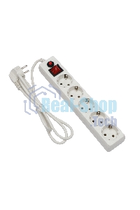 Сетевой фильтр Гарнизон ECL-5-W-1.4, 5 р, 10А, 1.4 м, ур.защиты 4, белый, пакет