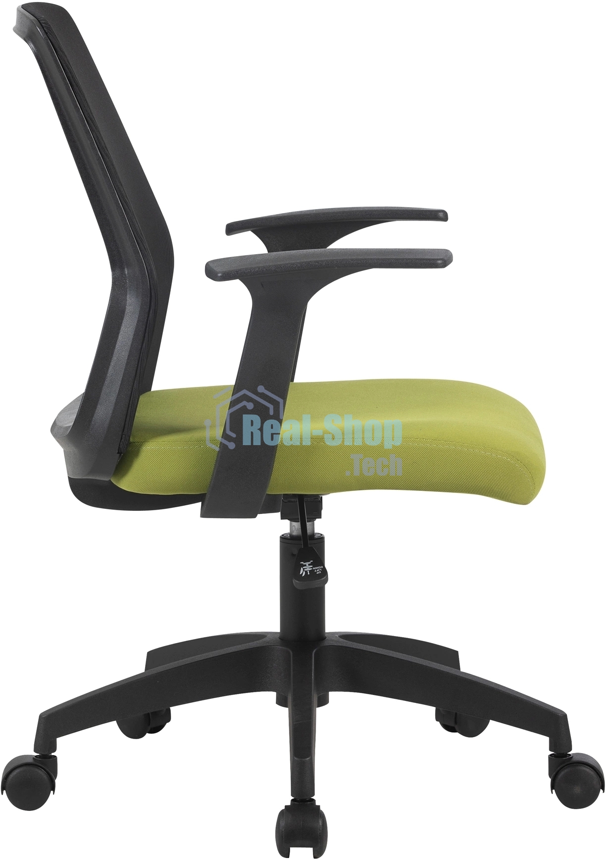 Кресло компьютерное Cactus CS-MC222-BKGN черный, сиденье салатовый, сетка/ткань, низк.спин. крестов. пластик, пластик черный