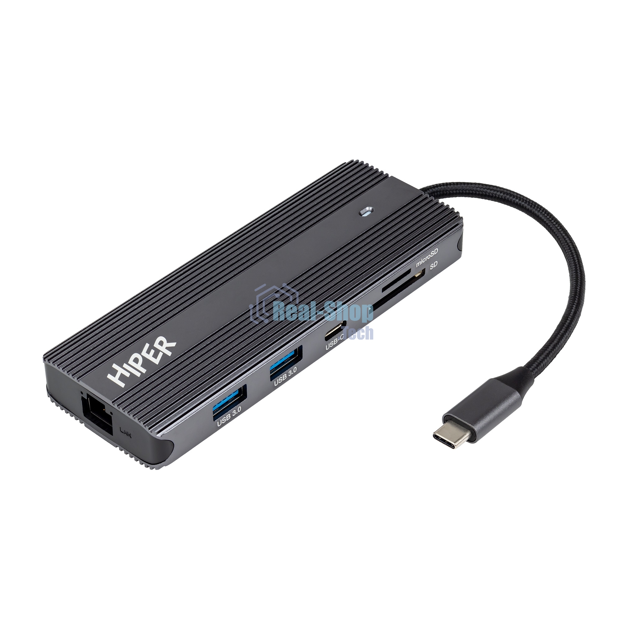 USB-концентратор HIPER Docking station USB-C HUB 11in1 (1*USB-C 100W PD, 1*HDMI 4K@60Hz, 2*DP 4K@60Hz, 2*USB-A 3.0 (5Gbps data), 1*USB-C 3.0 (5Gbps data), 1*microSD, 1*SD, 1*3.5мм audio, 1*RJ45 GB)
