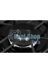 Газовая варочная панель Kuppersberg FG 62 B Газовая варочная поверхность, закаленное стекло, ширина 60 см, 4 газовые конфорки, WOK конфорка(3,8 кВт), автоподжиг, газ-контроль, чугунные решетки, черный