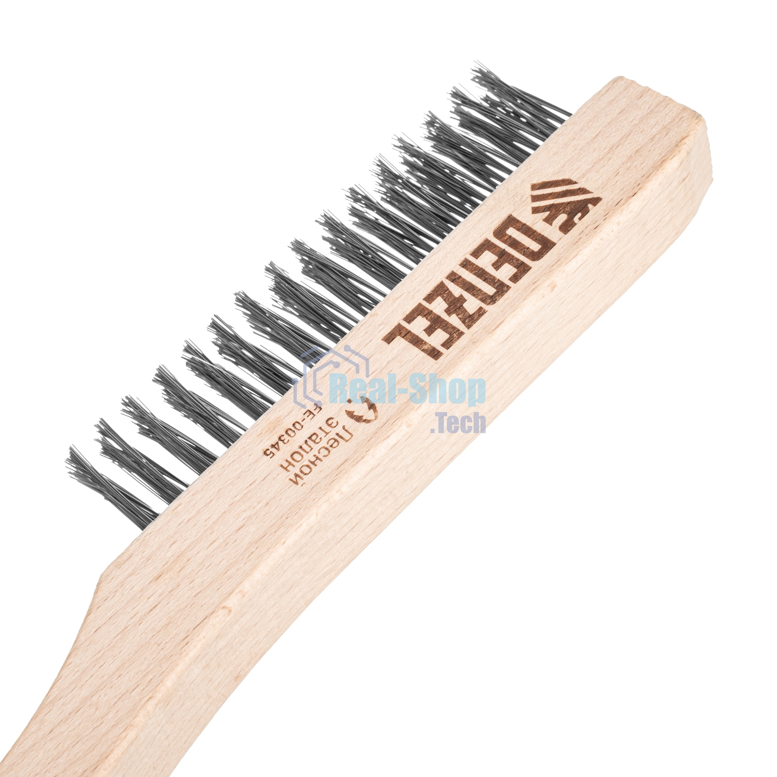 Щетка зачистная Denzel 3-х рядная, прямая проволока из нержавеющей стали с деревянной ручкой, EFP