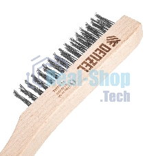 Щетка зачистная Denzel 3-х рядная, прямая проволока из нержавеющей стали с деревянной ручкой, EFP