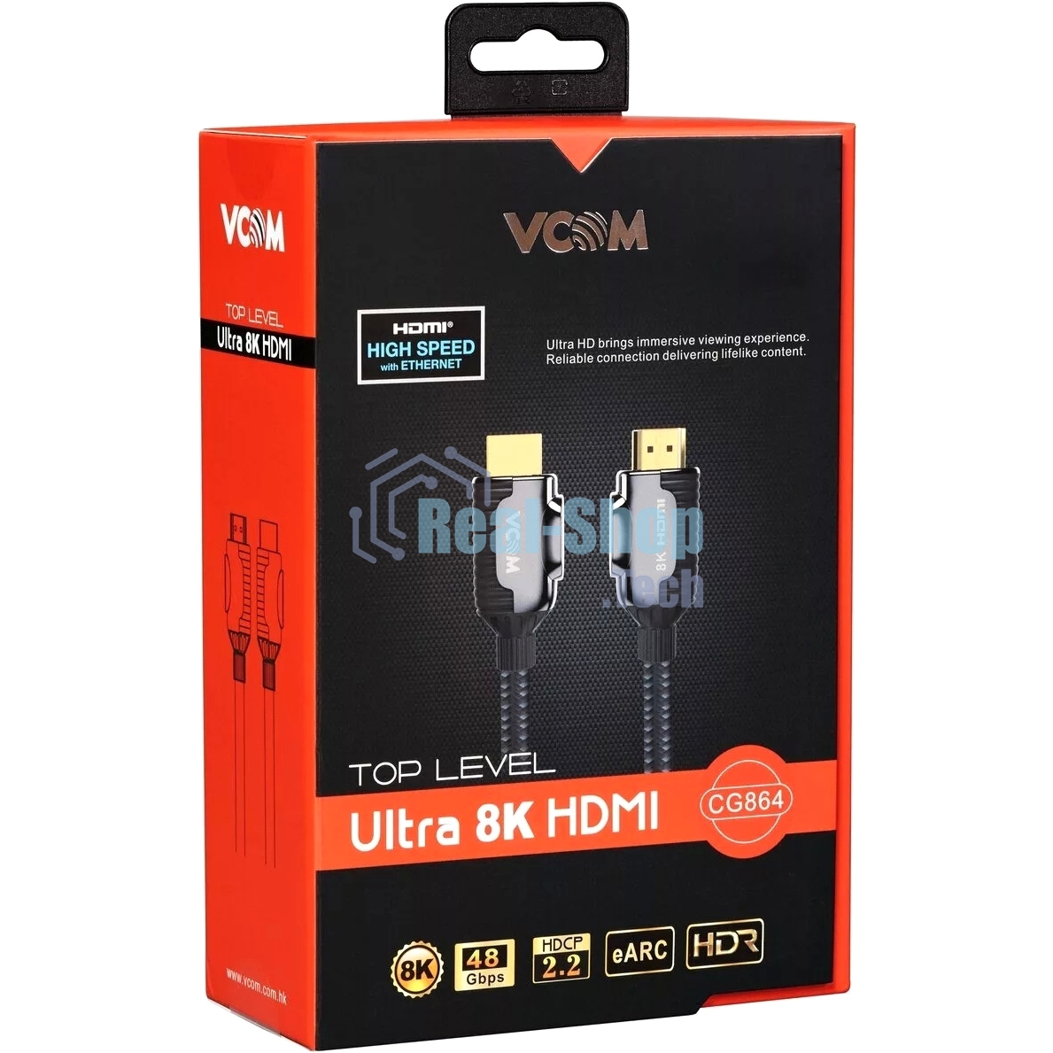 Кабель VCOM CG864-2M HDMI 19M/M,ver. 2.1, 8K@60 Hz 2m VCOM CG864-2M