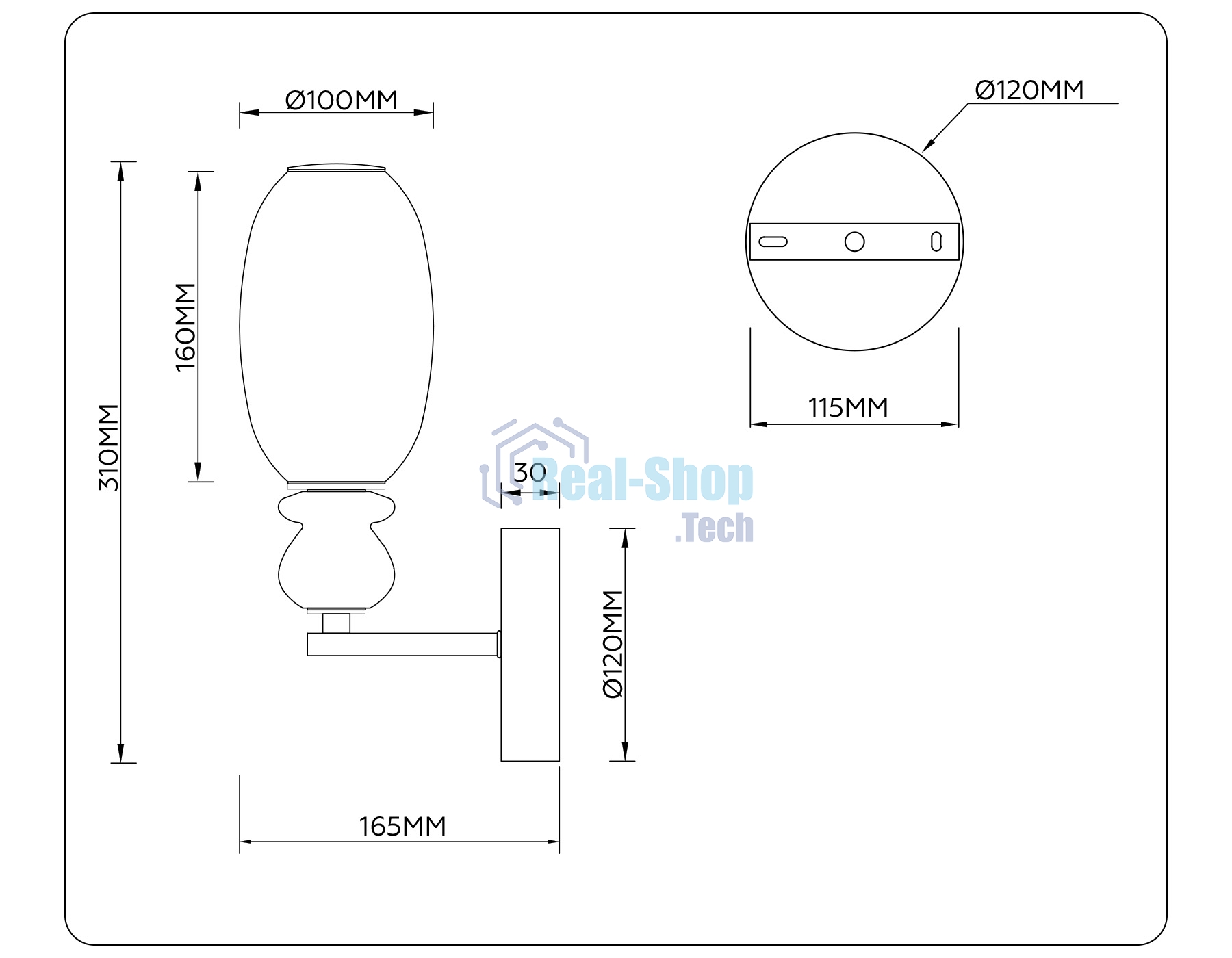 Настенный светильник Ambrella light LH53148 BK/FR черный/белый 6W 3000K 100*165*310