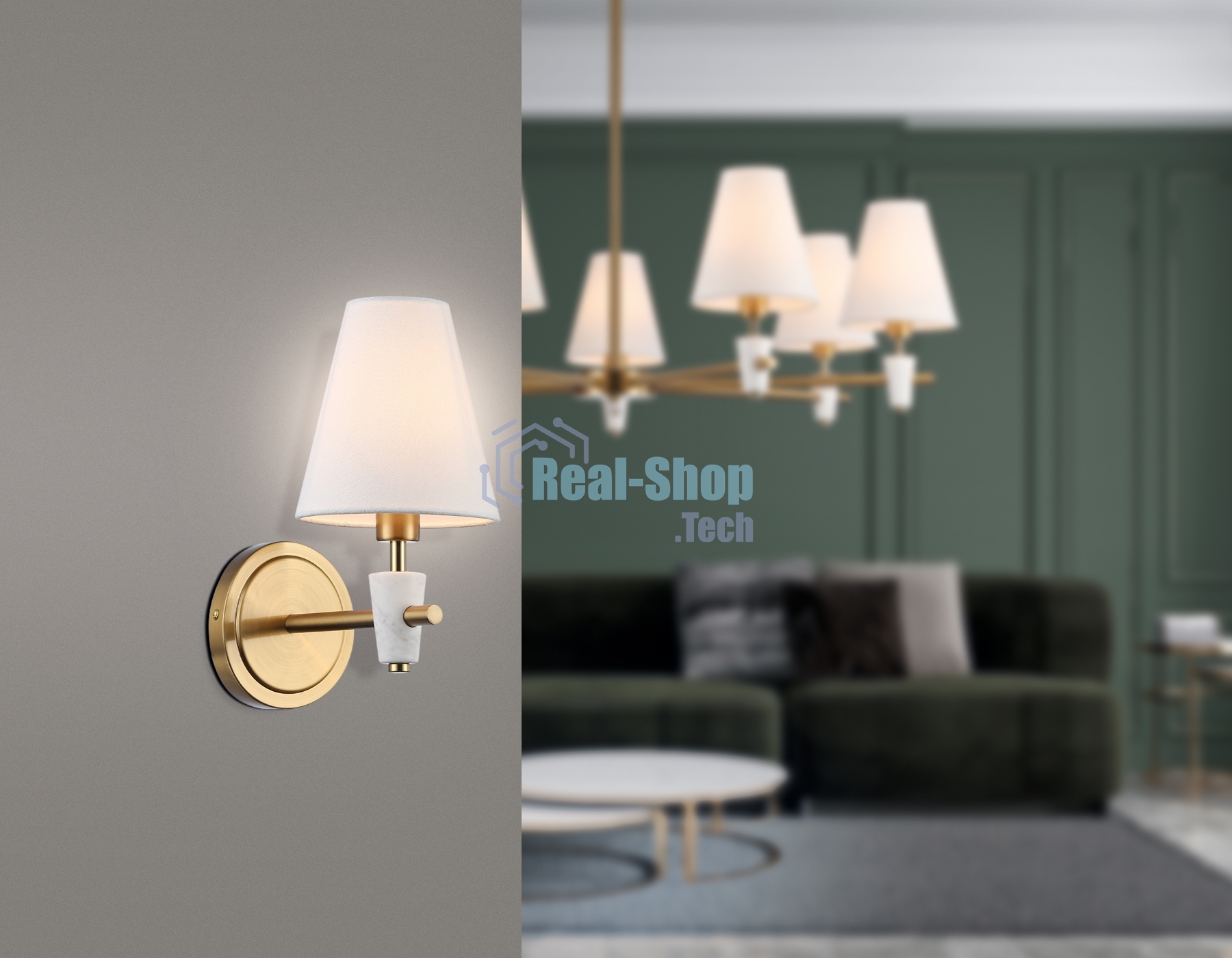 Настенный светильник Ambrella light LH75047 BS/WH латунь/белый E14 max 40W 230*140*270