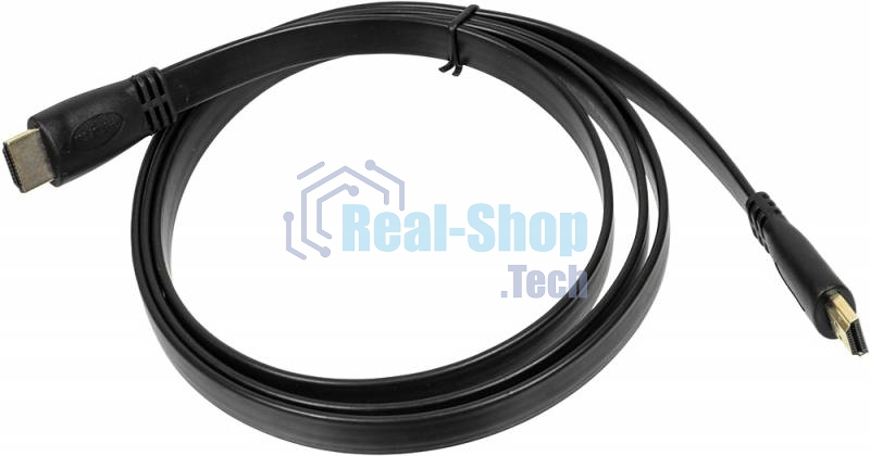 Кабель аудио-видео High Speed ver.1.4 Flat HDMI (m)/HDMI (m) 1.5м. позолоченные контакты черный