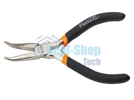 Длинногубцы Sparta Mini, 130 мм, никелированные, изогнутые, авторазжим