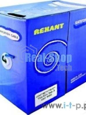 Кабель Rexant витая пара, F/UTP, категория 6, 4 x 2 x 0,57 мм, PVC, внутренний, синий, 305м