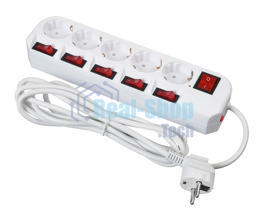 Сетевой фильтр Buro 500SH-3-SW-W 3 м (5 розеток) белый (коробка)