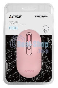 Мышь беспроводная A4Tech Fstyler FG20 розовый, 2000 dpi, радиоканал, USB, кнопки - 4