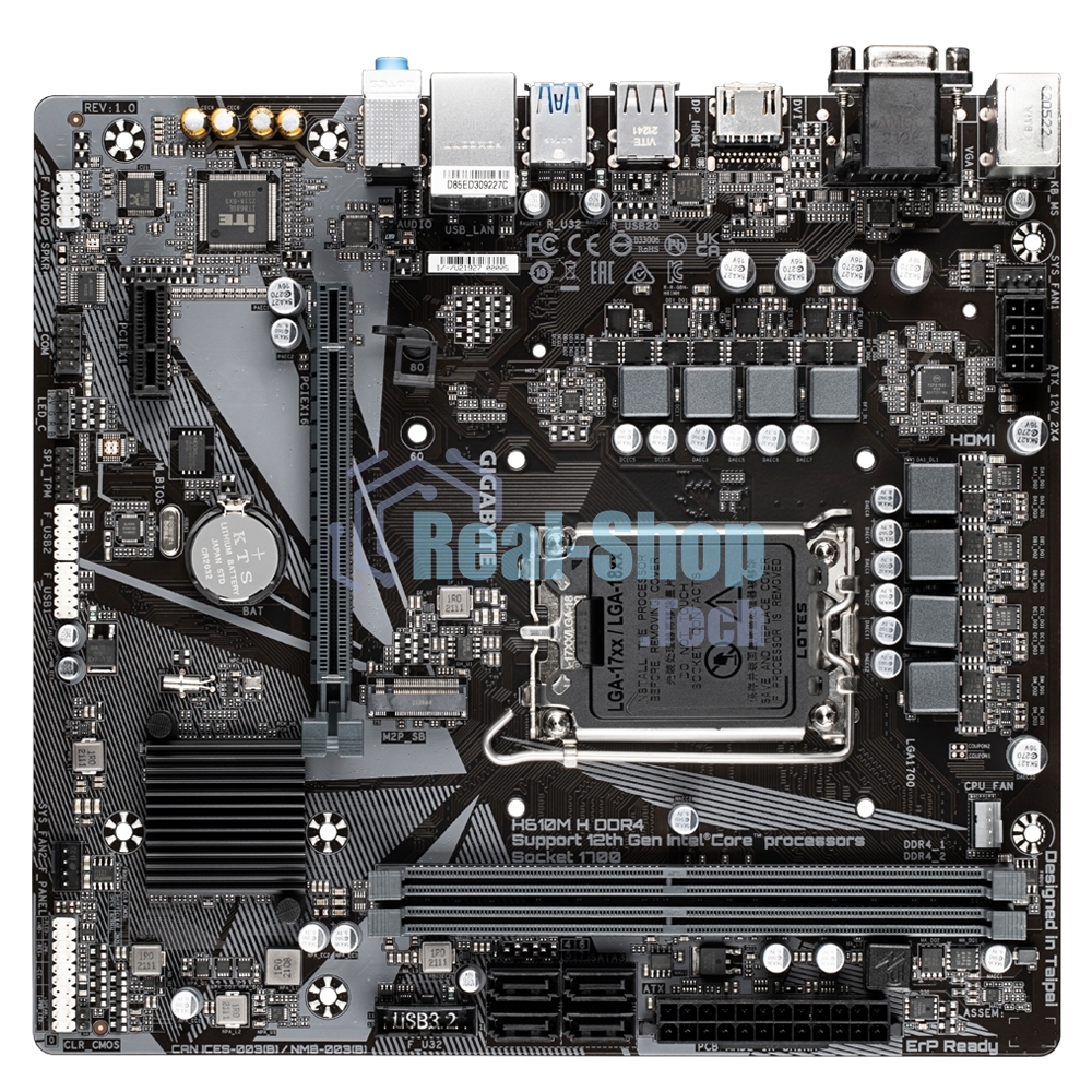 Материнская плата Gigabyte H610M H DDR4 Soc-1700 Intel H610 2xDDR4 mATX AC`97 8ch(7.1) GbLAN+VGA+HDMI
