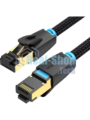 Патч-корд Vention прямой SFTP cat.8 RJ45 - 2м. черный Тканевая оплетка