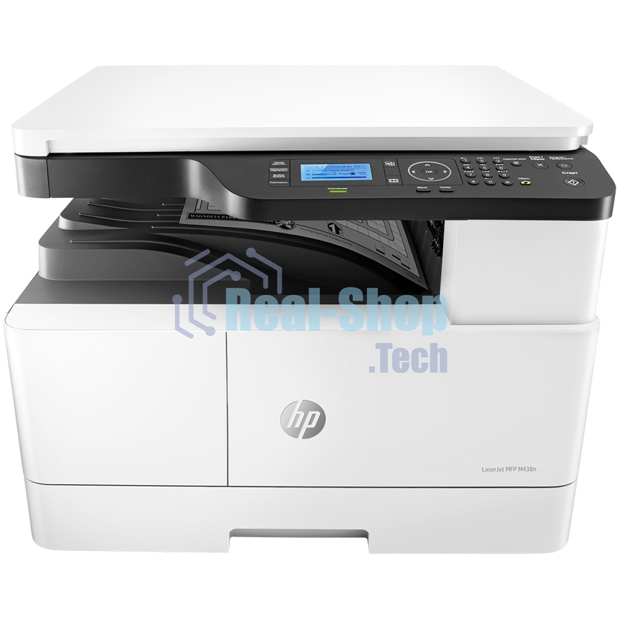 МФУ лазерное HP LaserJet MFP M438n (8AF43A), A3, ч/б, печ. до 22 стр/мин. (А4) до 12 стр/мин. (А3), 1200 x 1200 dpi (печать), 600x600dpi (скан.), USB, RJ-45
