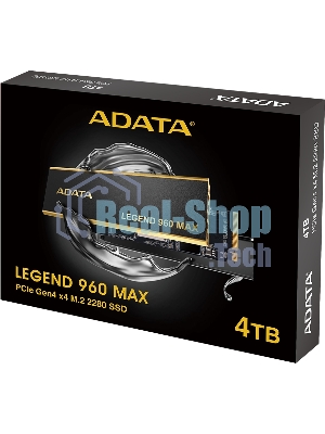 Накопитель SSD ADATA LEGEND 960 MAX, 4Tb, M.2 2280, PCIe 4.0 x4, NVMe, R/W 7400/6800, с радиатором