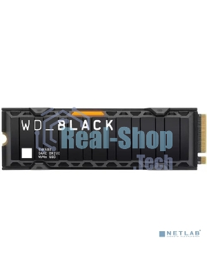 Накопитель SSD WD 1Tb Black SN850X, M.2(22x80мм), NVMe, PCIe 4.0 x4, 3D TLC, R/W 7300/6300Mb/s, IOPs 800 000/1 100 000, TbW 600, DWPD 0.3, with Heat Spreader (12 мес.)