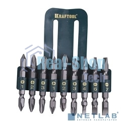 Набор KRAFTOOL Биты двухсторонние, в пласт. держателе, Cr-V, 9 предметов
