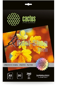 Фотобумага Cactus Prof CS-HGA526050 A5/260г/м2/50л./белый глянцевое для струйной печати