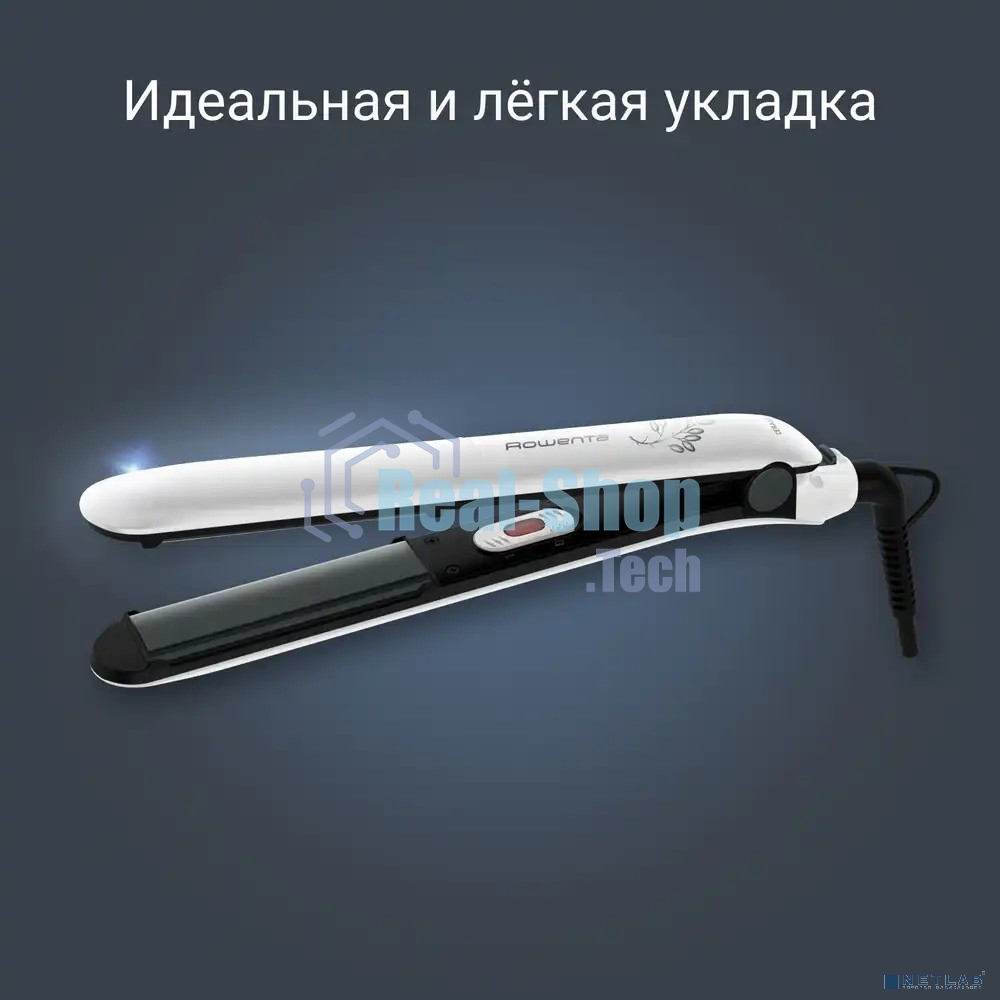 Выпрямитель для волос Rowenta Easyliss Pure SF1628F0 белый/серый, 25 мм, 200 °C, 1 режим