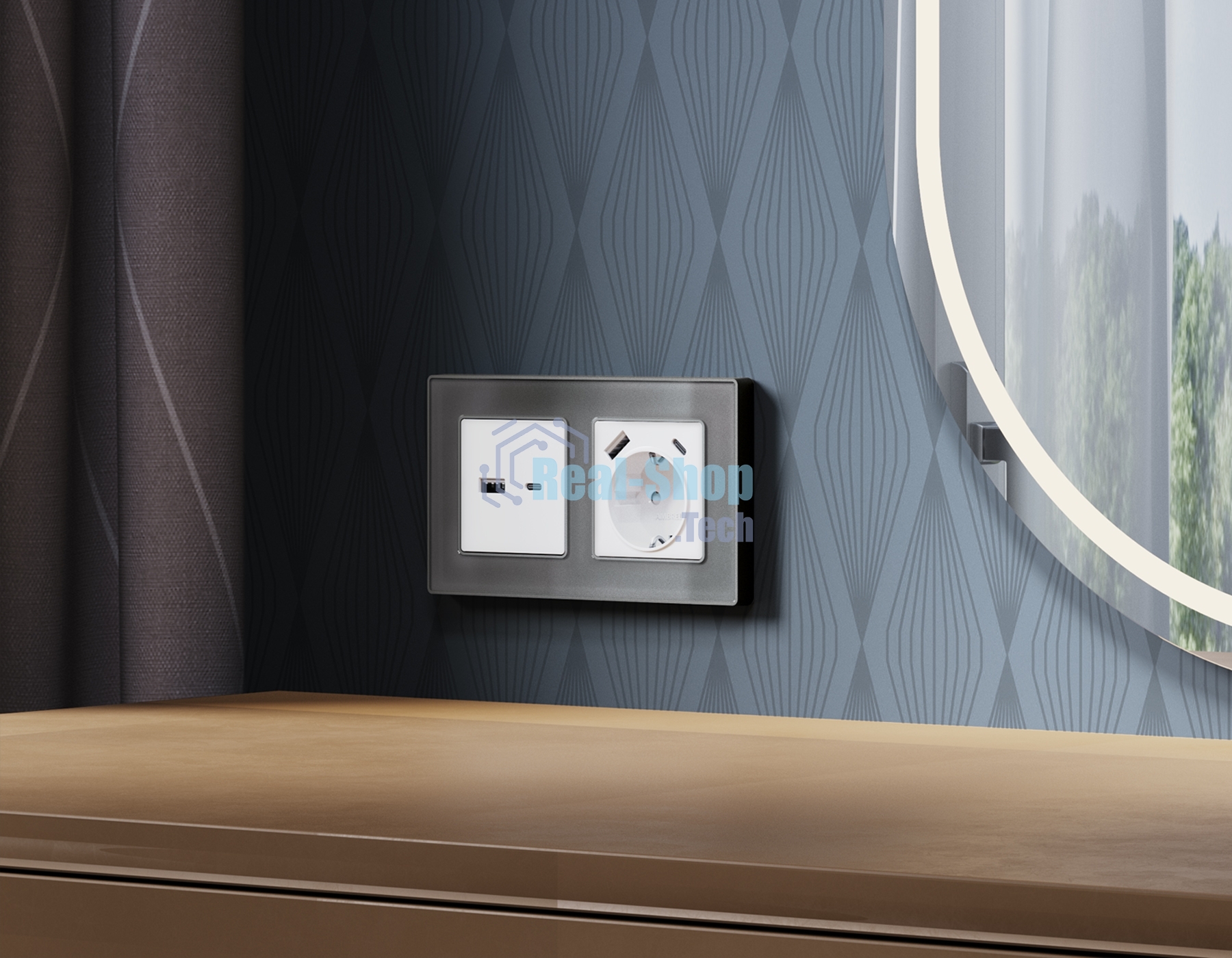 Комплект механизма электрической розетки ALFA Белый матовый 2USB A+C 20W (быстрая зарядка) с/з QUANT (AP1300, VM160) MA130010